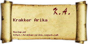 Krakker Arika névjegykártya
